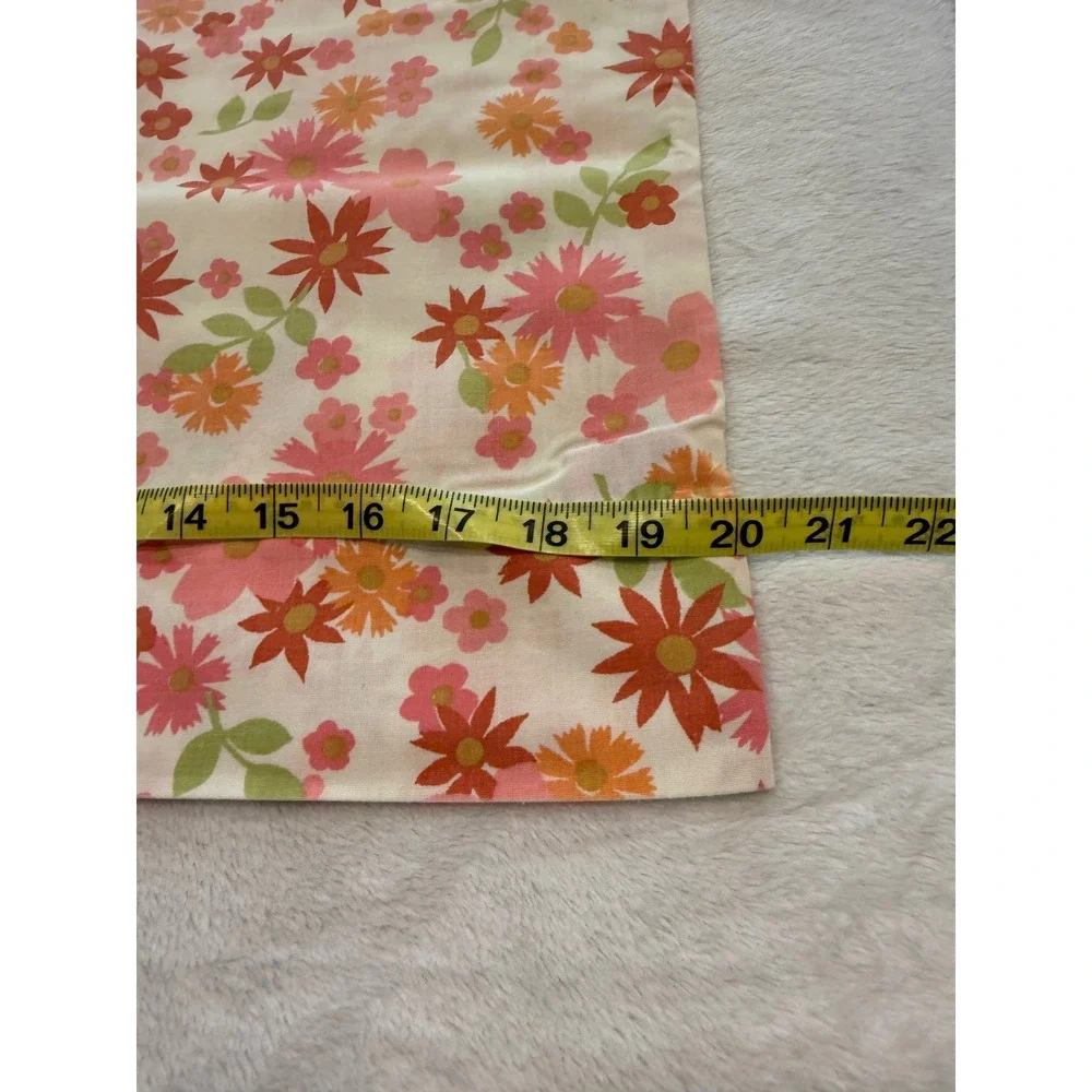 Vintage Sears Perma-Prest Floral Full Fitted Sheet and 2 Pillowcases Pink Orange